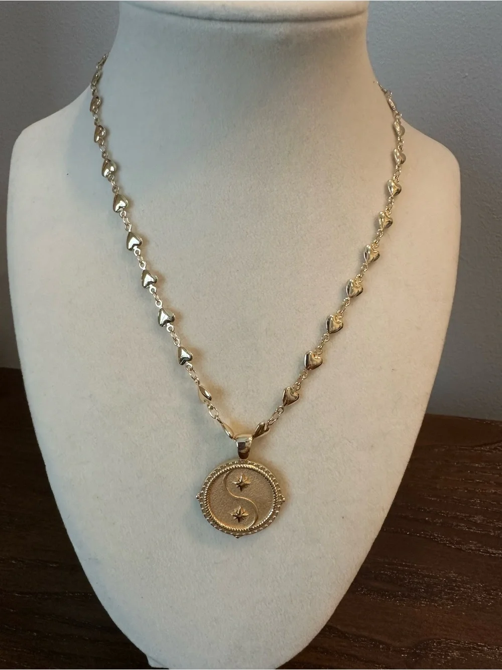 Jane Win Heart Chain with Gemini reversible pendant